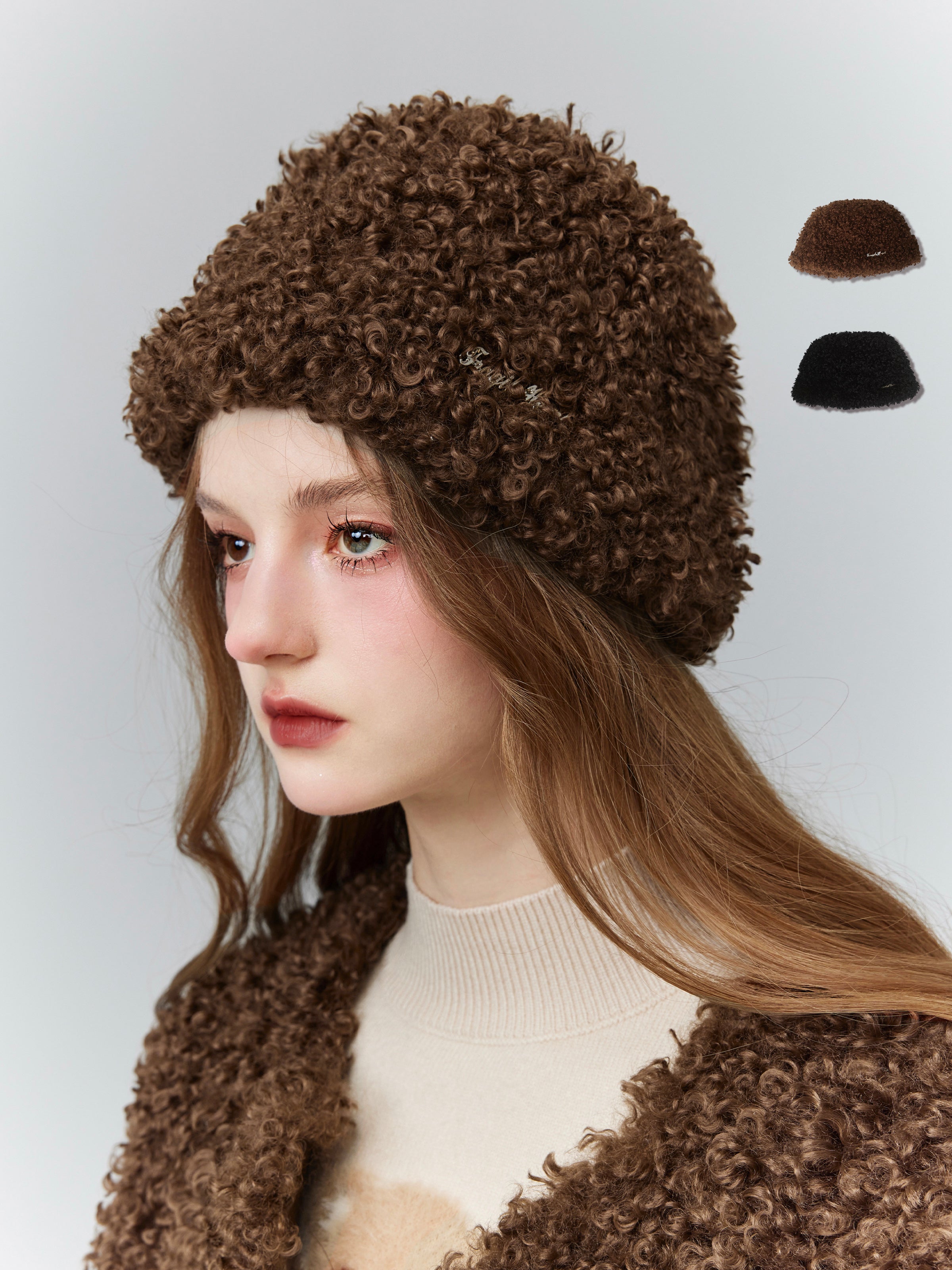 Plain Casal Simple Fluffily Retro Boa-Hat