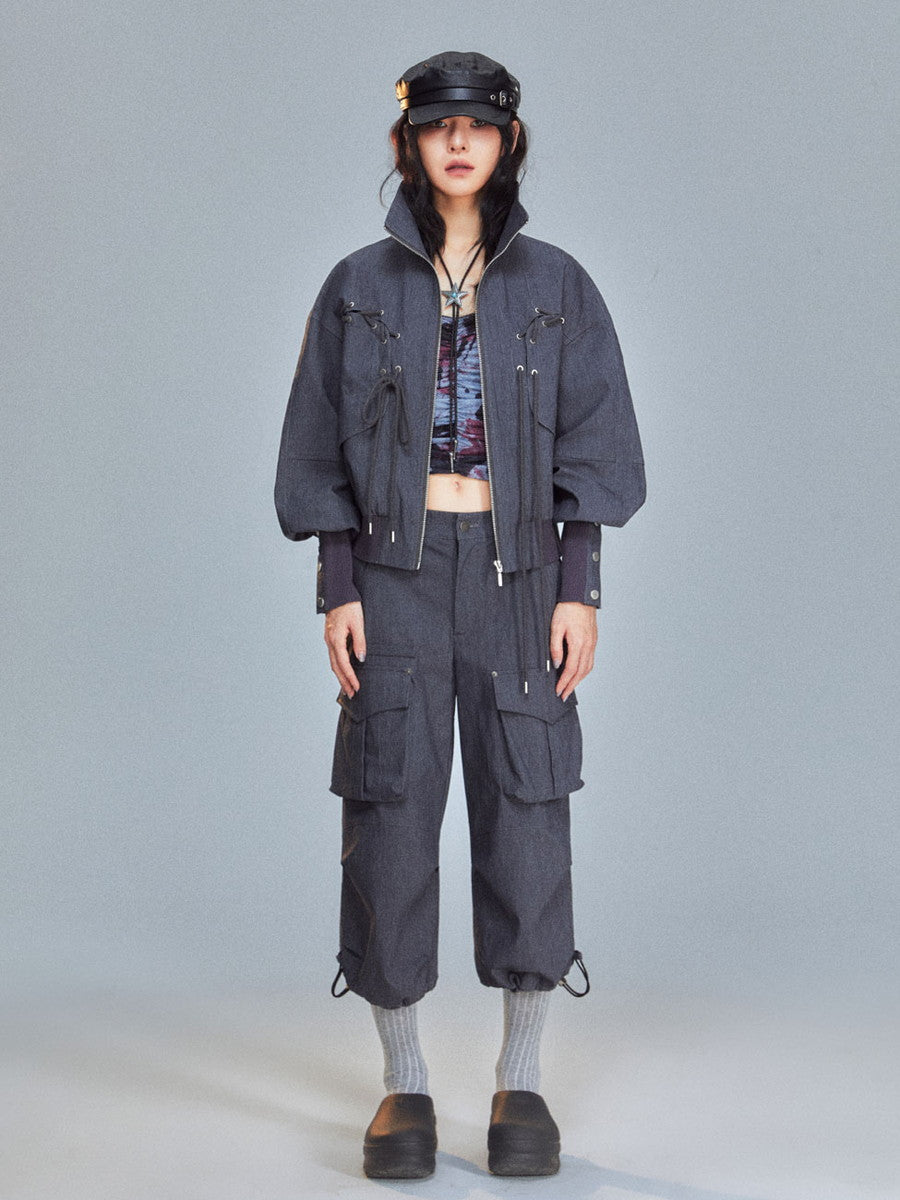 Casual Cropped Side-Pocket Sporty Cargo-Pant