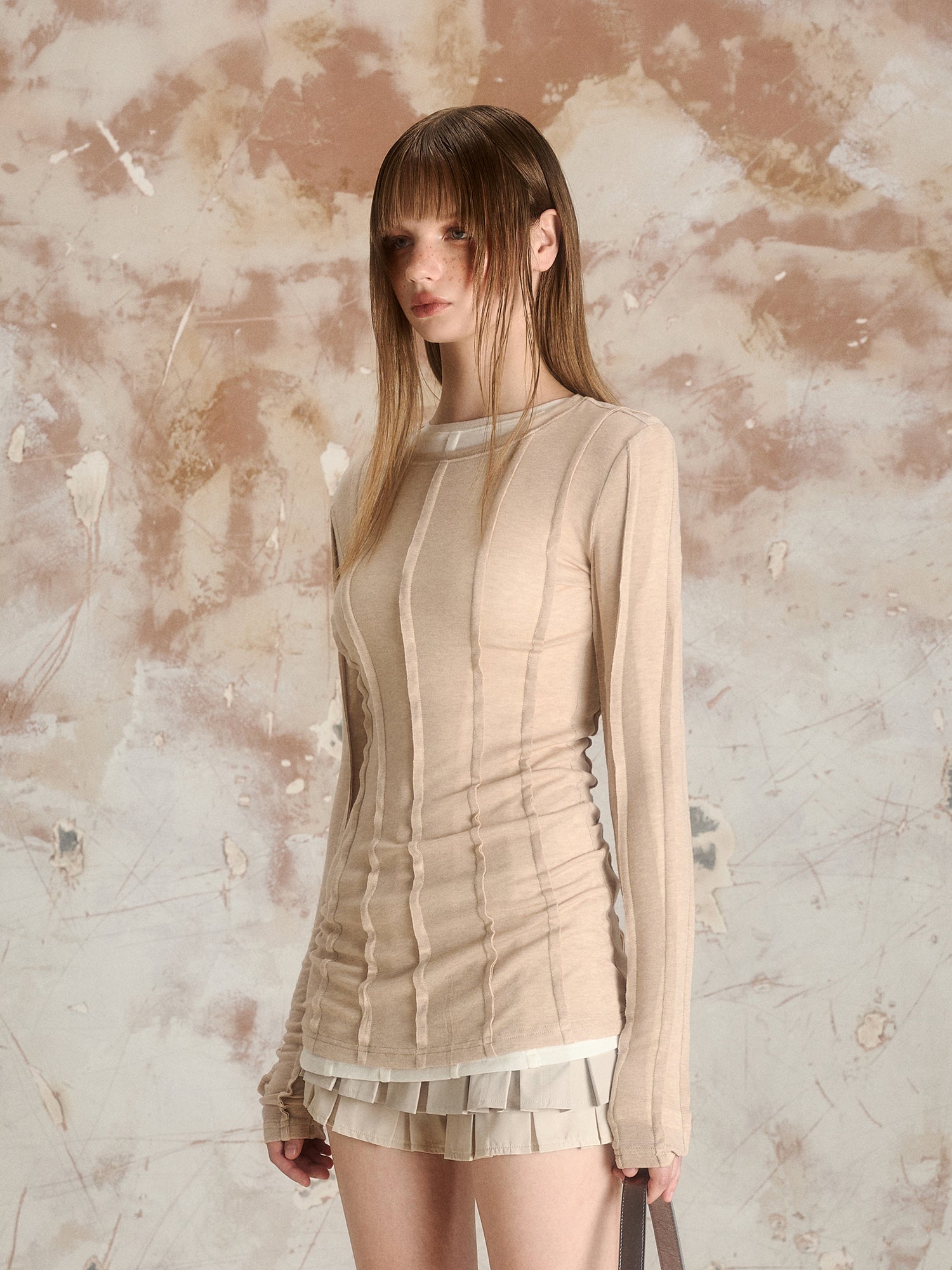 3D Stripe Thin Long Slim Sheer Cutsew