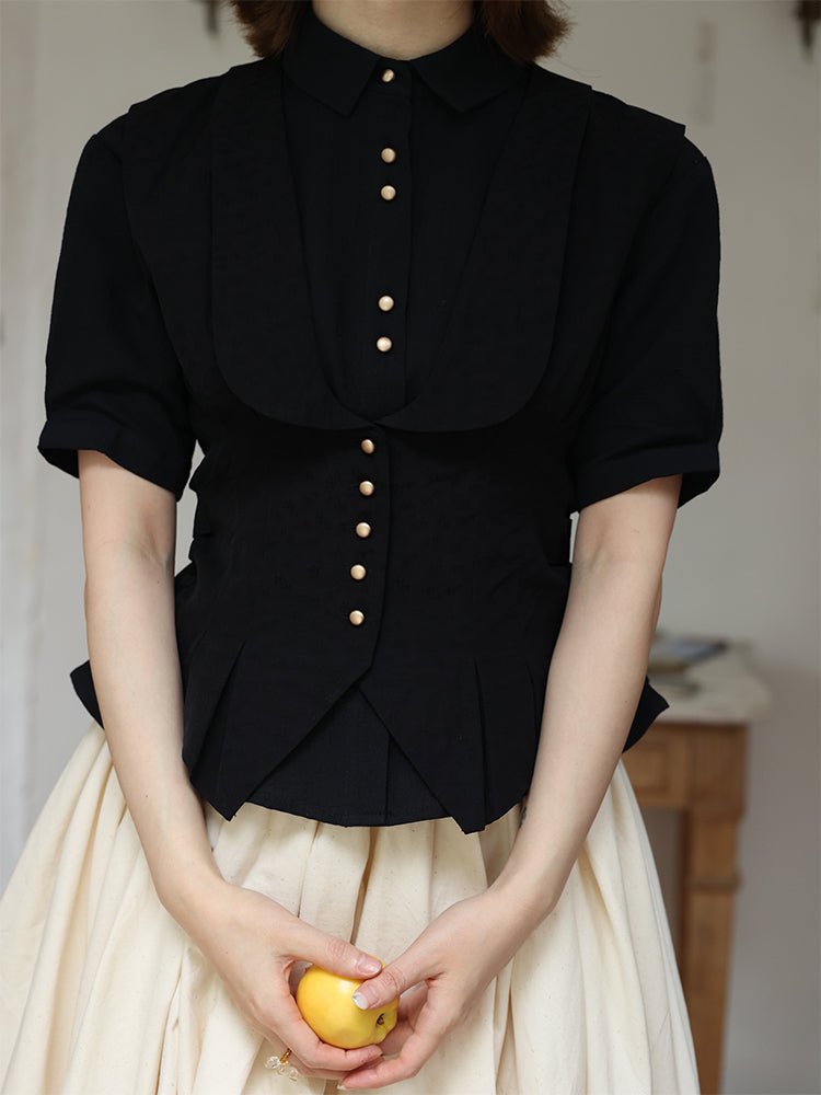 Natural Layered Simple Flare-Blouse&Gilet