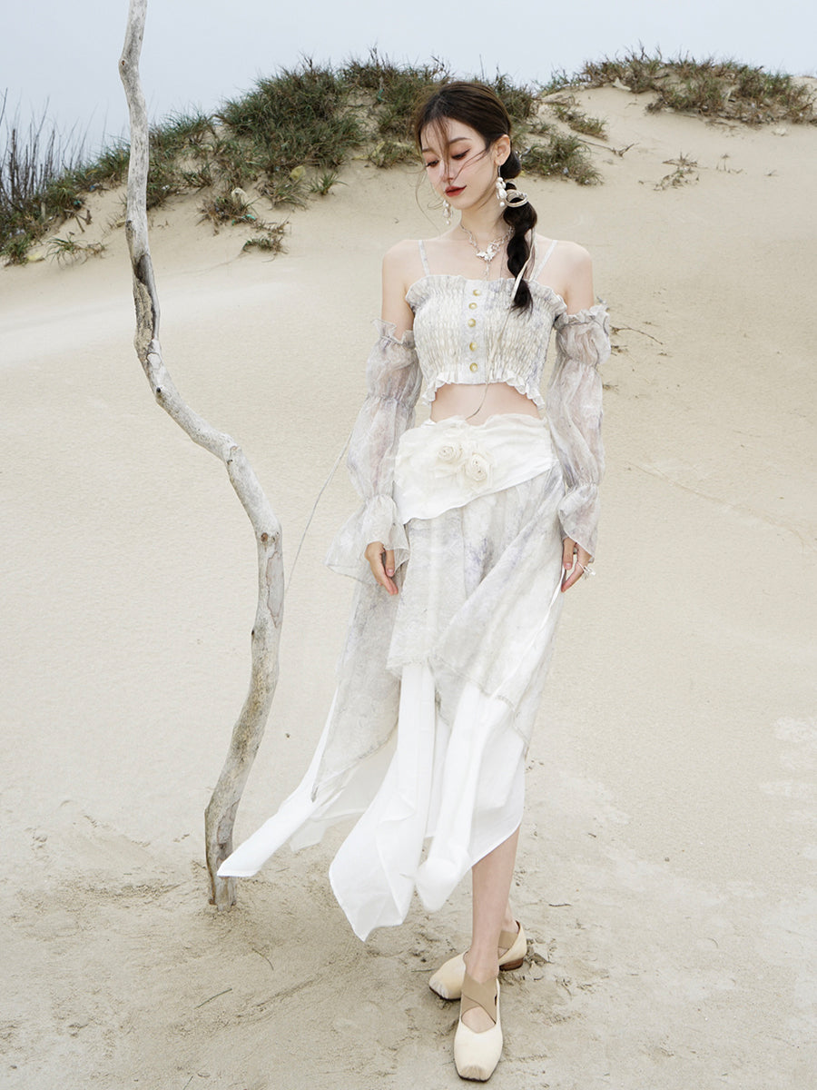 Sammeln Sie feenhafte Blumenkamisole & Armdecke & Langstrecke