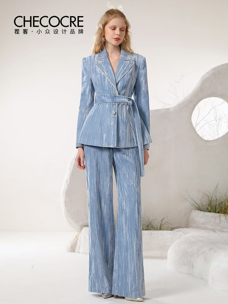Velvet Suit Luxury Loose Retro Nichi Jacket&Wide-Pants