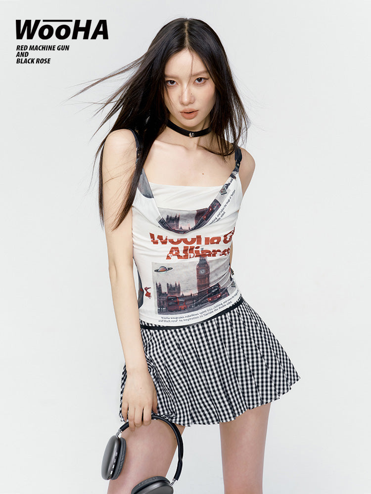 사진 점검 캐주얼 카미솔 및 스커트