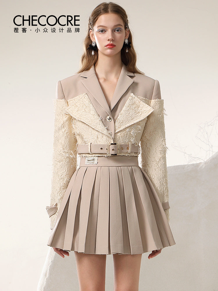 Lace Docking Mix Nichi Sweet Chic Classy Retro Jacket&Skirt