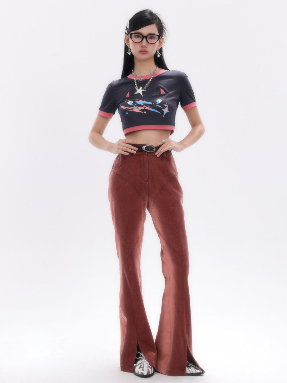 Pantalon de poussière à fente décontractée en denim