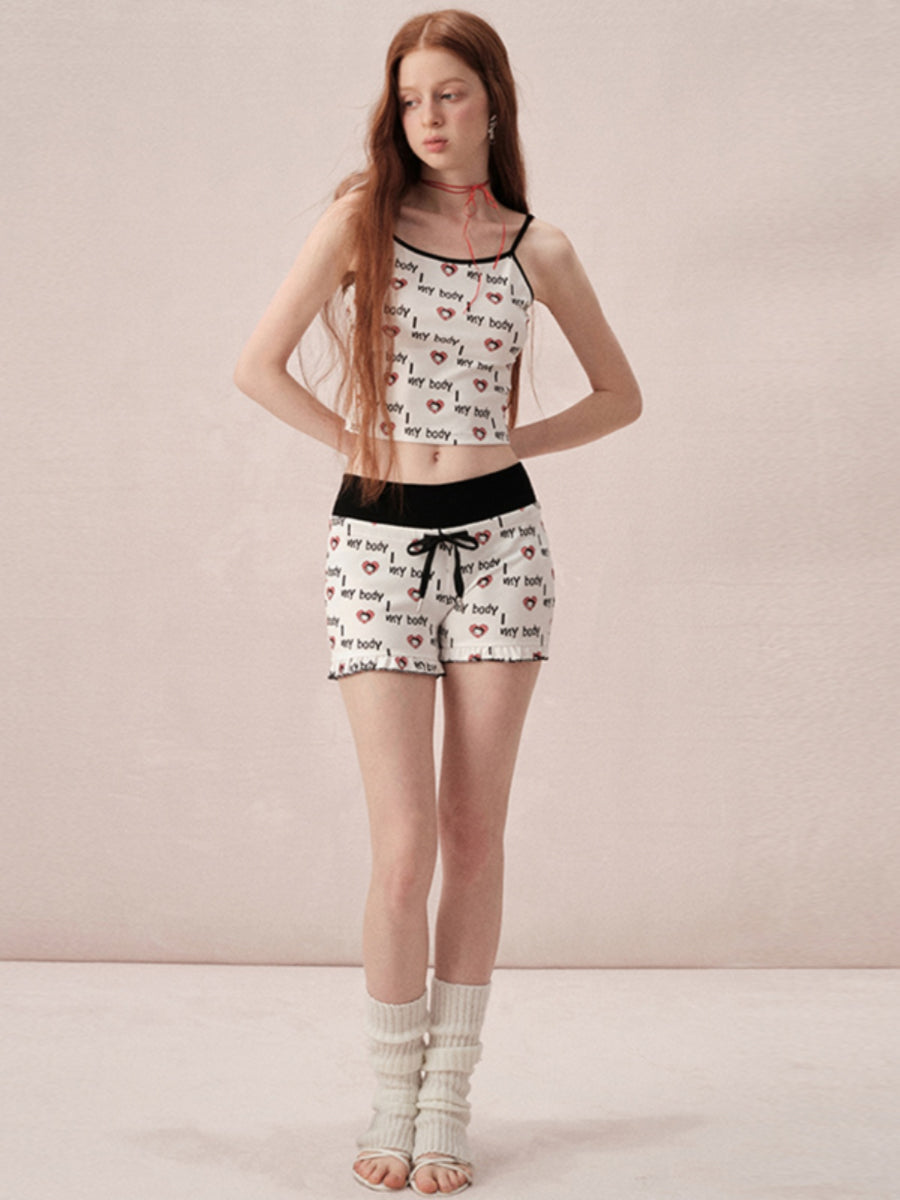 Betty Set-Up Room-Wear Casual Relax Cute Tops&Short-Pants