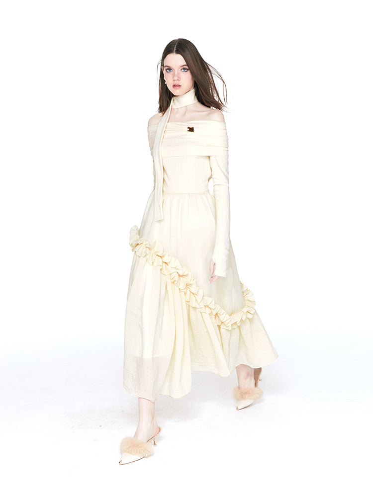 오프 슈퍼 스트레치 프릴 프릴 귀여운 일수회