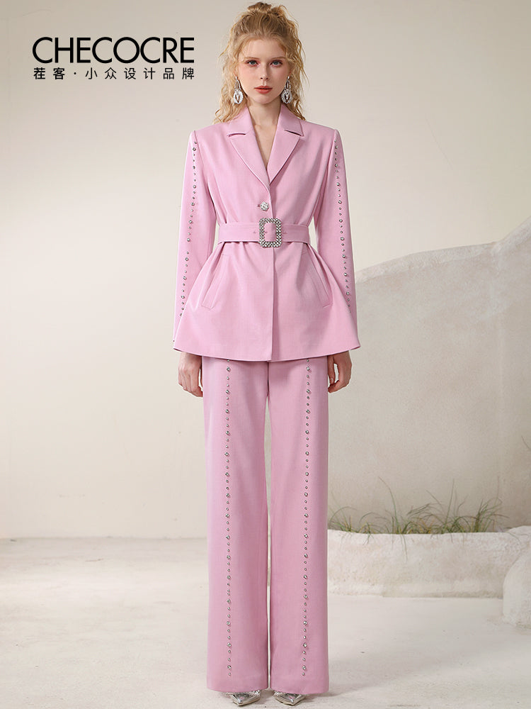 Metal Bijou High-End Set-Up Suit Loose Classy Jacaket&Pants