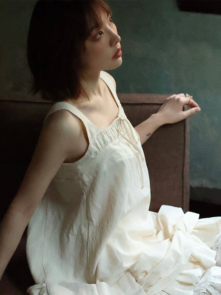 Tiered Natural Frill Retro One-piece