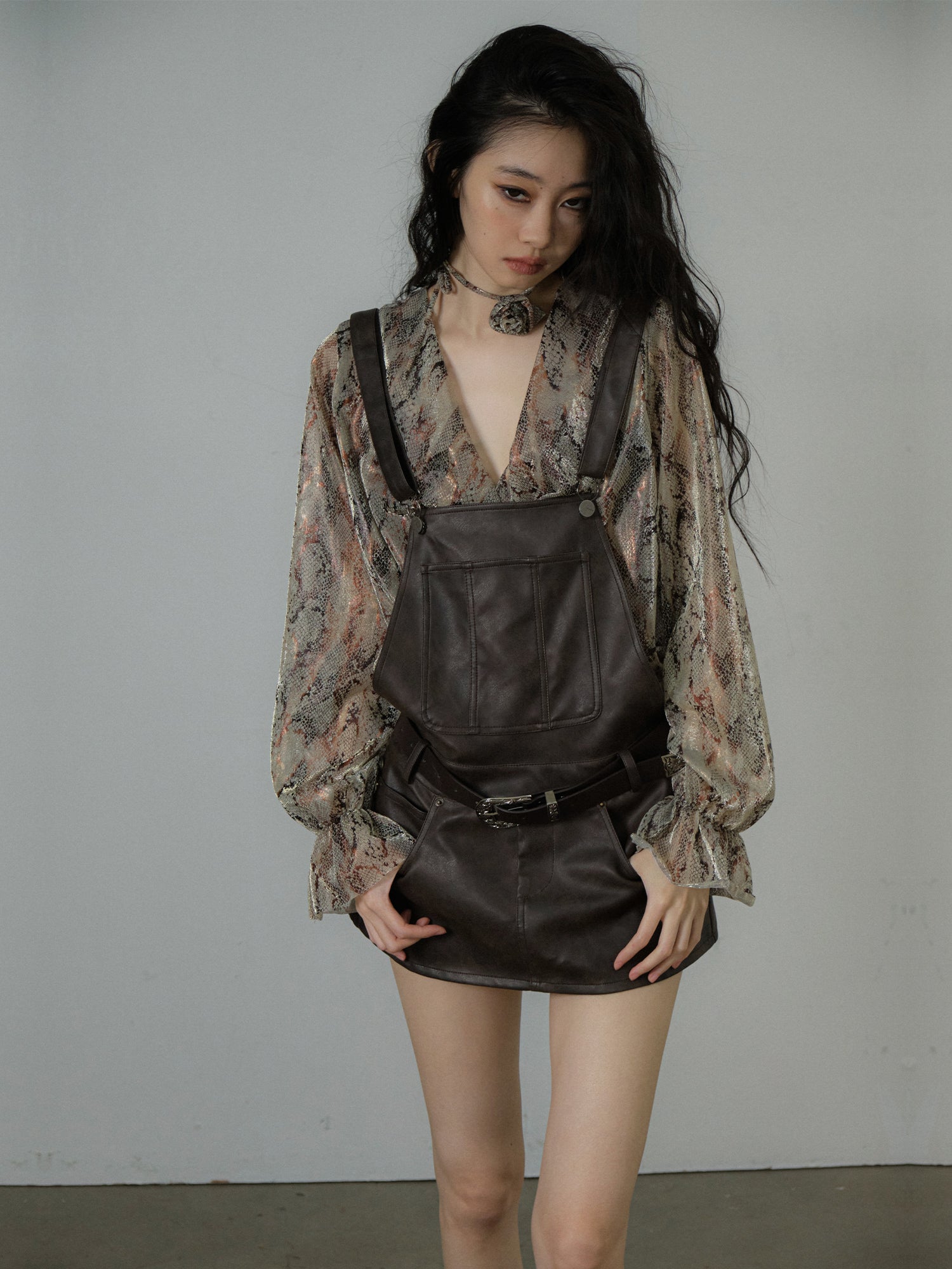 Leather shop skirt overalls