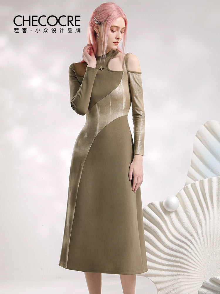 Nichi Open-Shoulder Asymmetry Long Tight One-Piece