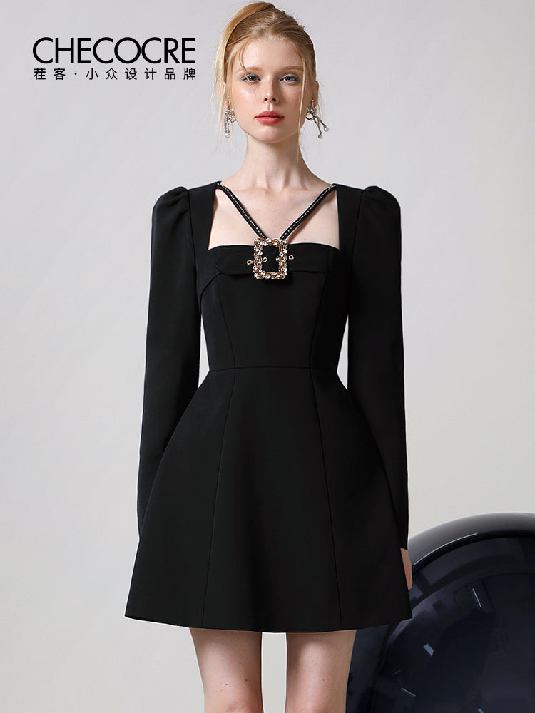 Chic Monotone Simple Short One-Piece
