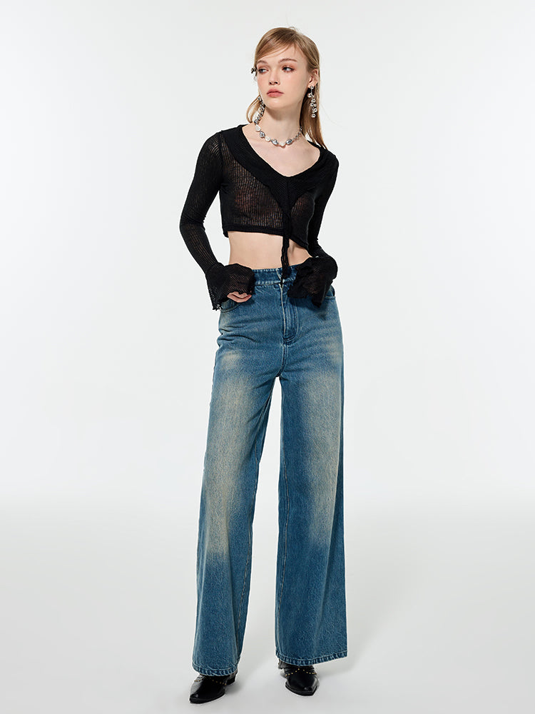 Strait Denim verblasste losen Weithäusern