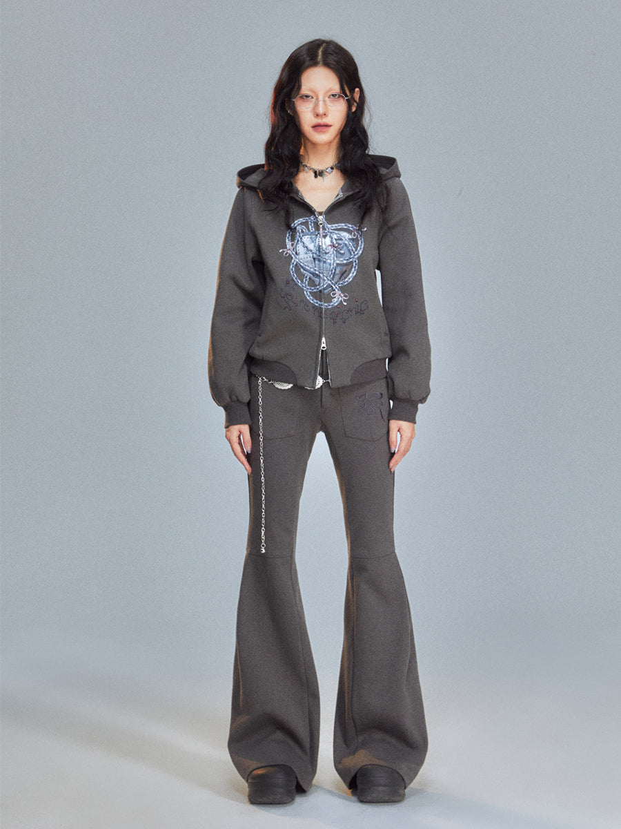 Retro Bugle Casual Plain Slim Knit Flare-Pants