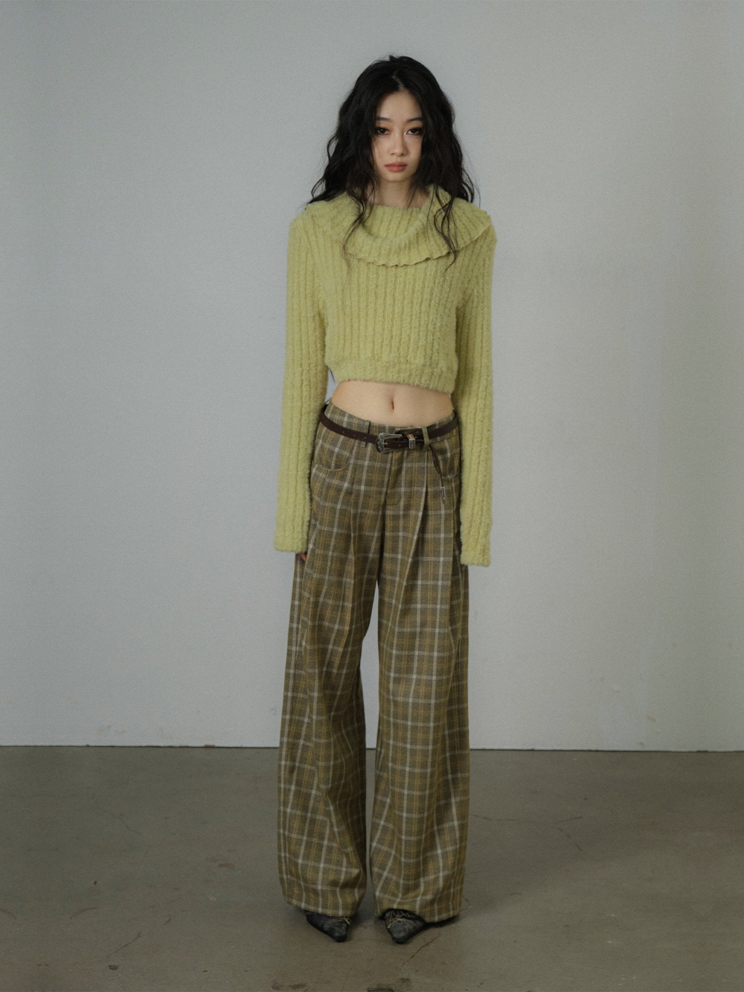 Checked Loose Casual Retro Girly Wide-Pants