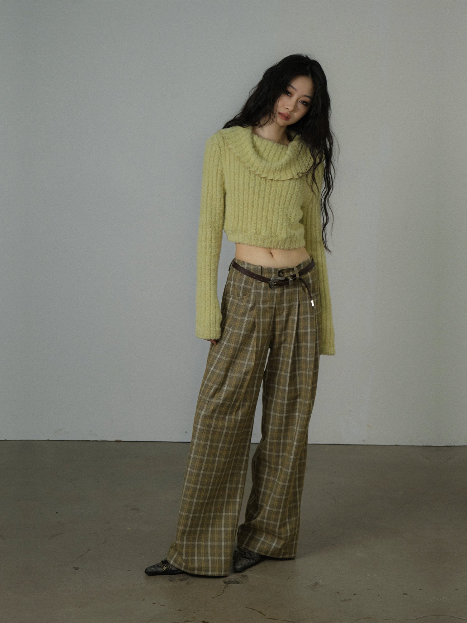 Checked Loose Casual Retro Girly Wide-Pants