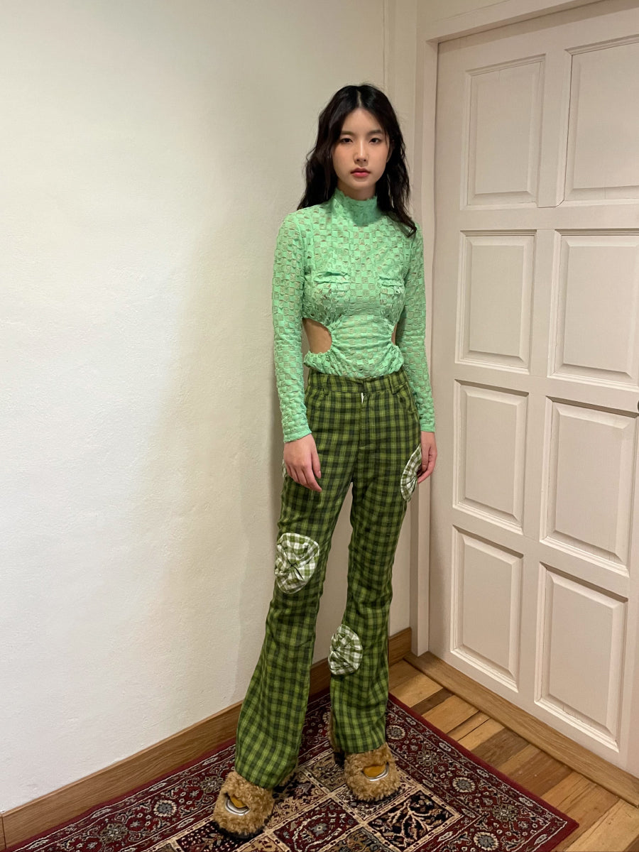 Side-Cut Checked Nichi Tight Knit