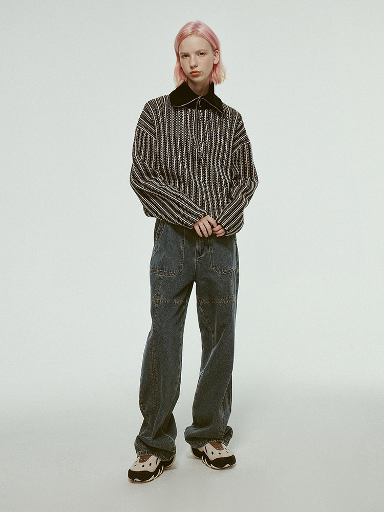 Wool Strupe Casual Big-Collar Oversize Knit