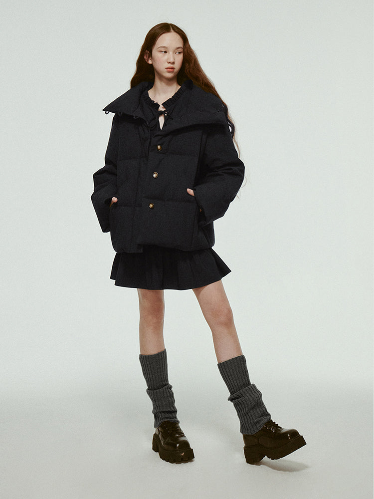Cotton Casual Plain Wool Simple Down-Jacket