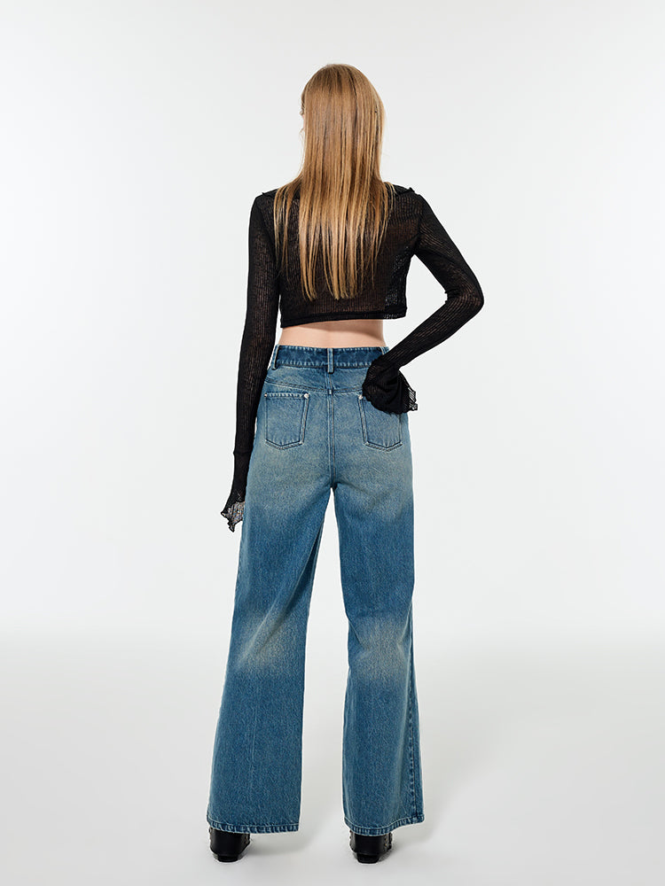 Strait Denim verblasste losen Weithäusern