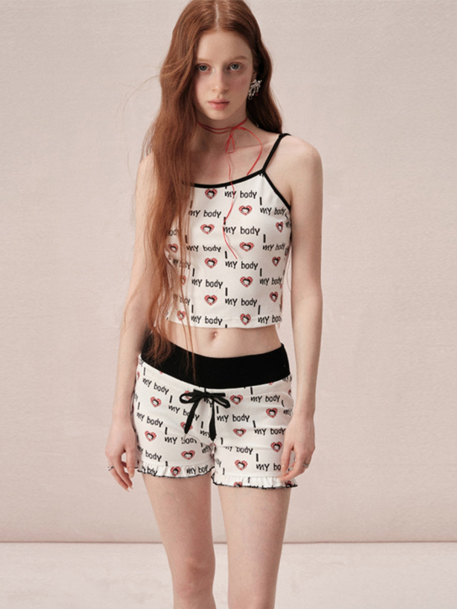 Betty Set-Up Room-Wear Casual Relax Cute Tops&Short-Pants