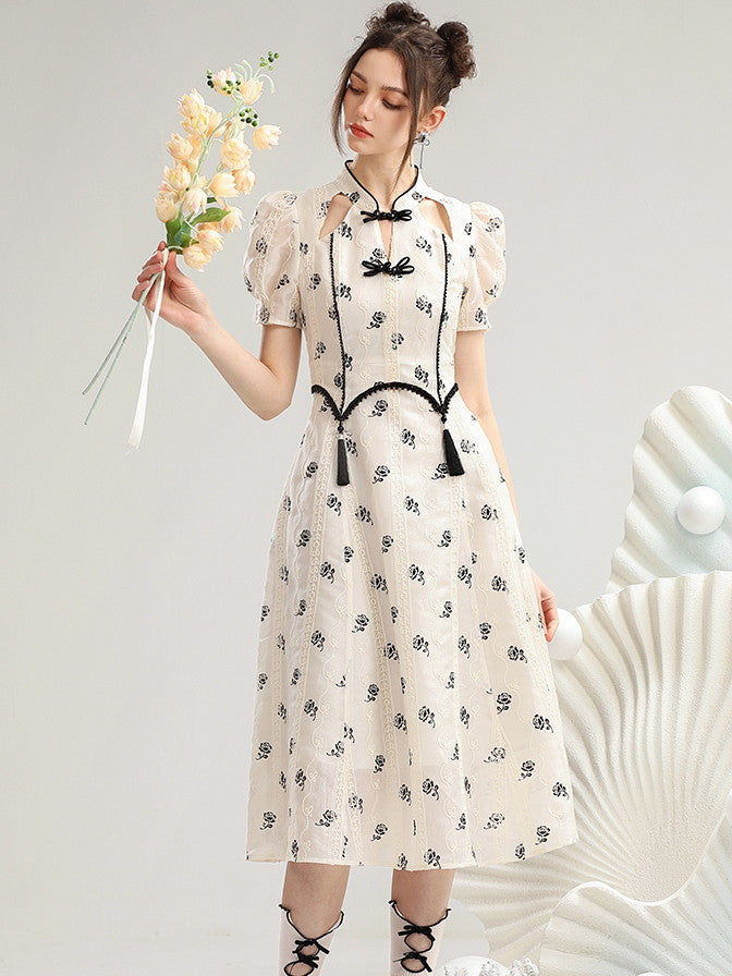 Tassel Flower Long Lace China Flare Embroidery Ribbon One-Piece