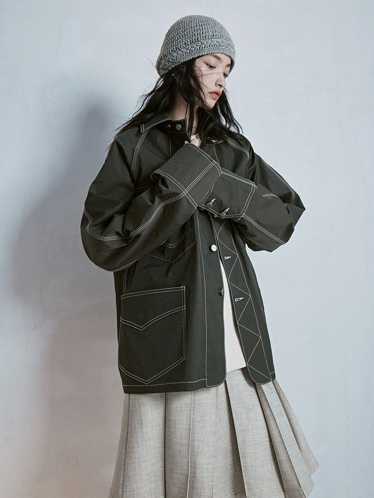 Stitch Oversize Casual Retro Jacke