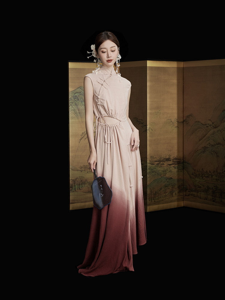 China Drawstring Cut Sexy Gradation Long Dress
