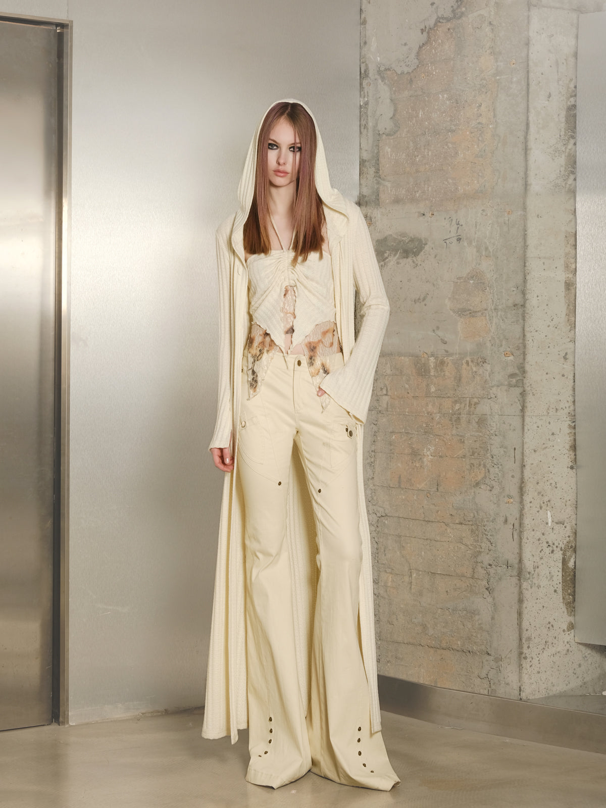 리벳 니치 캐주얼 플레어 바지