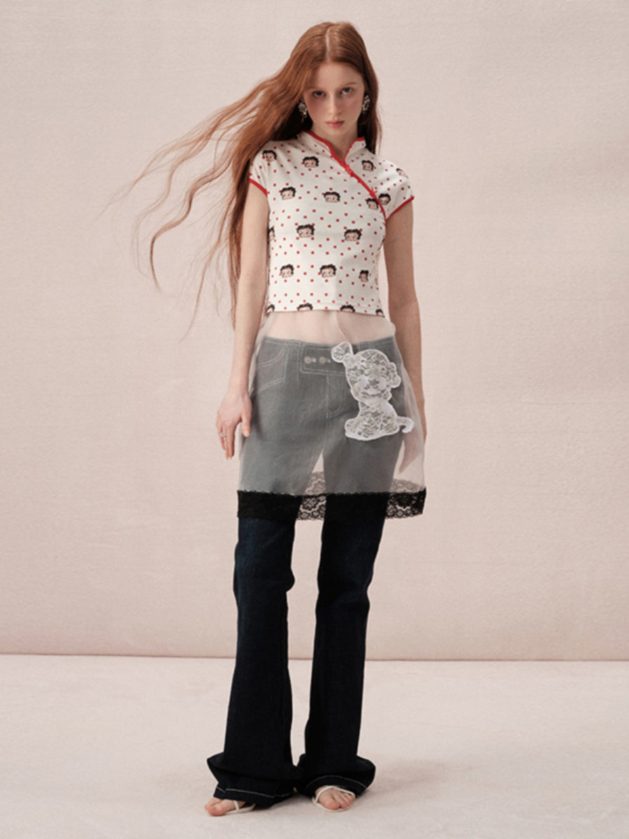 Betty China Fancy Short Half-Sleeve Tops