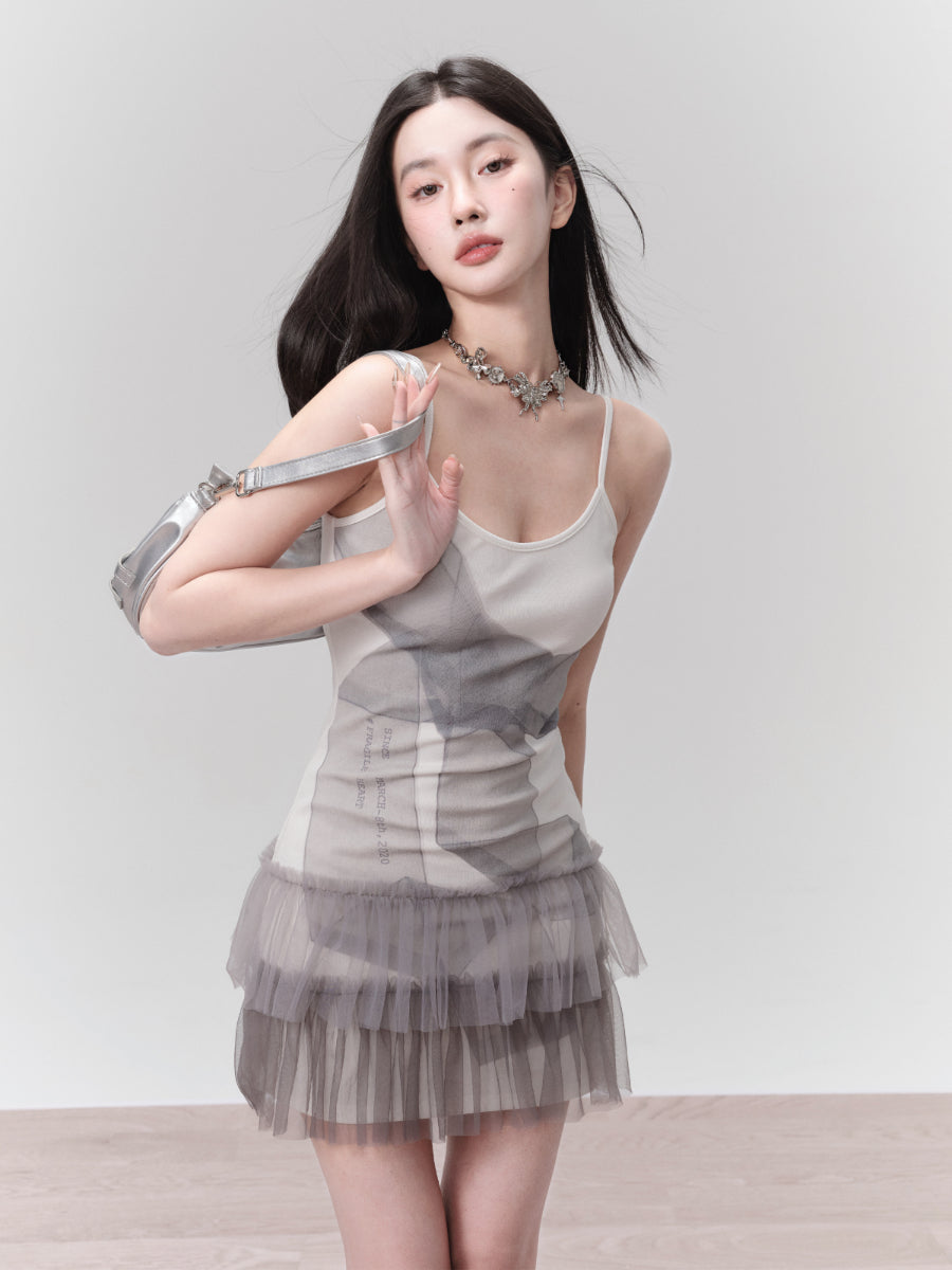 Tiered Ciffon Retro Tulle Short Chic One-Piece