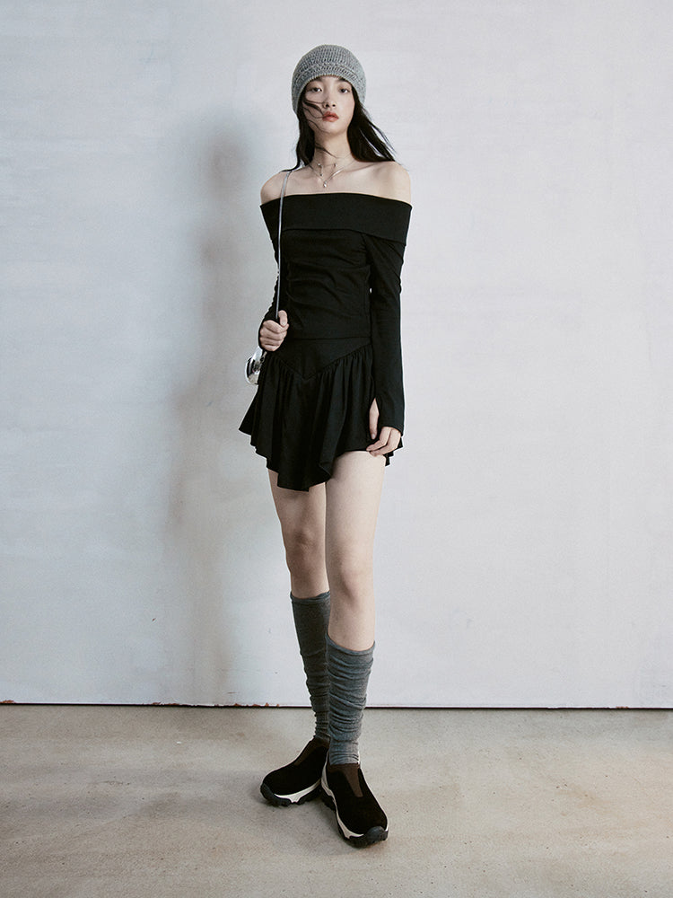 Couppe de pouce à épaules éteintes Slim Cutsew & Mini-Skirt