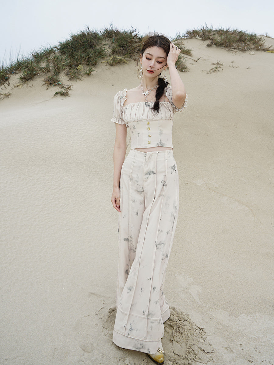 Blume Retro 2way CLOSY Setup Bluse & Wide-Hosen