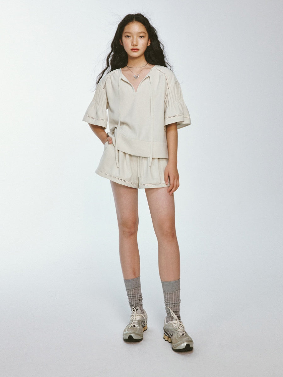 Simple Natural Relax Plain Short-Pants