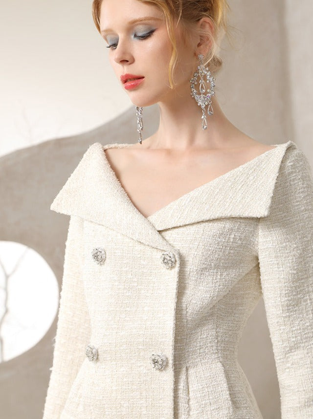 오프 쇼더 트위드 공식적인 여성의 짧은 일체형