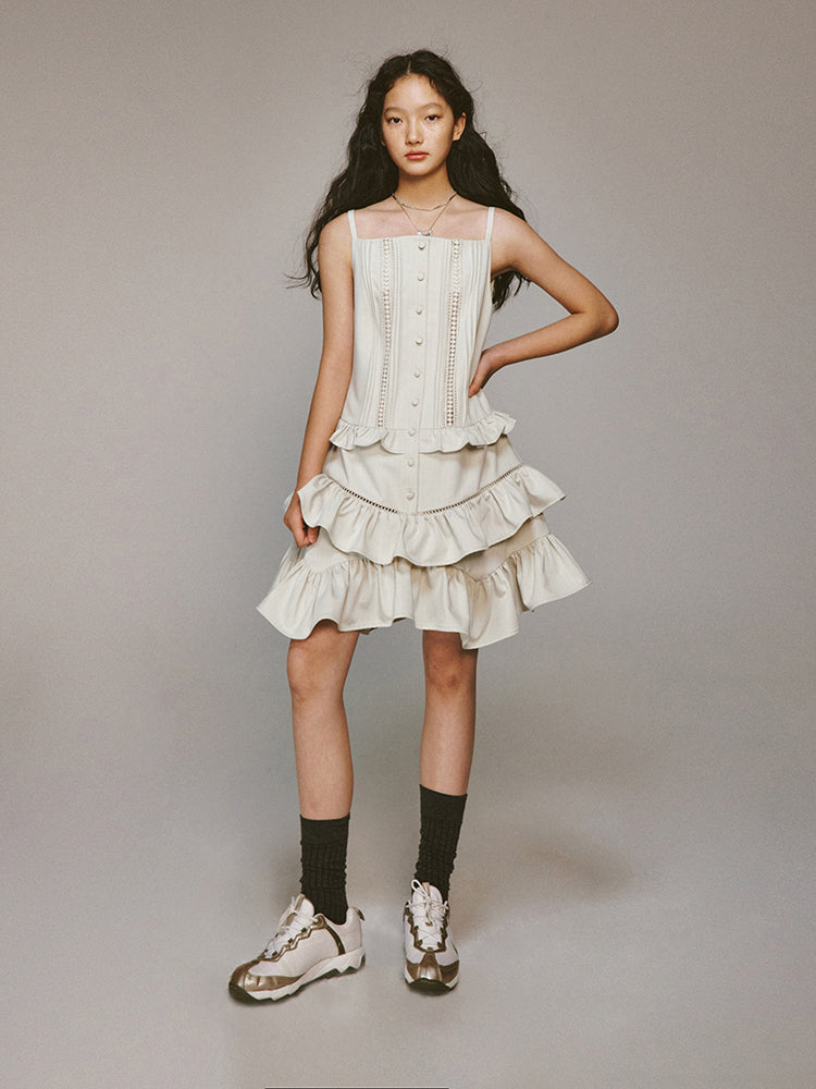 Frill Tiered Camisole Girly One-Piece