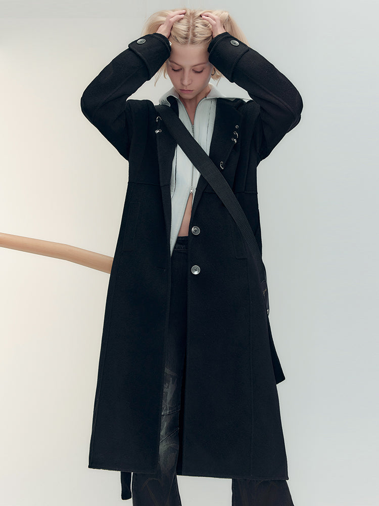 하이엔드 울 니치 버튼 쿨 롱 코트