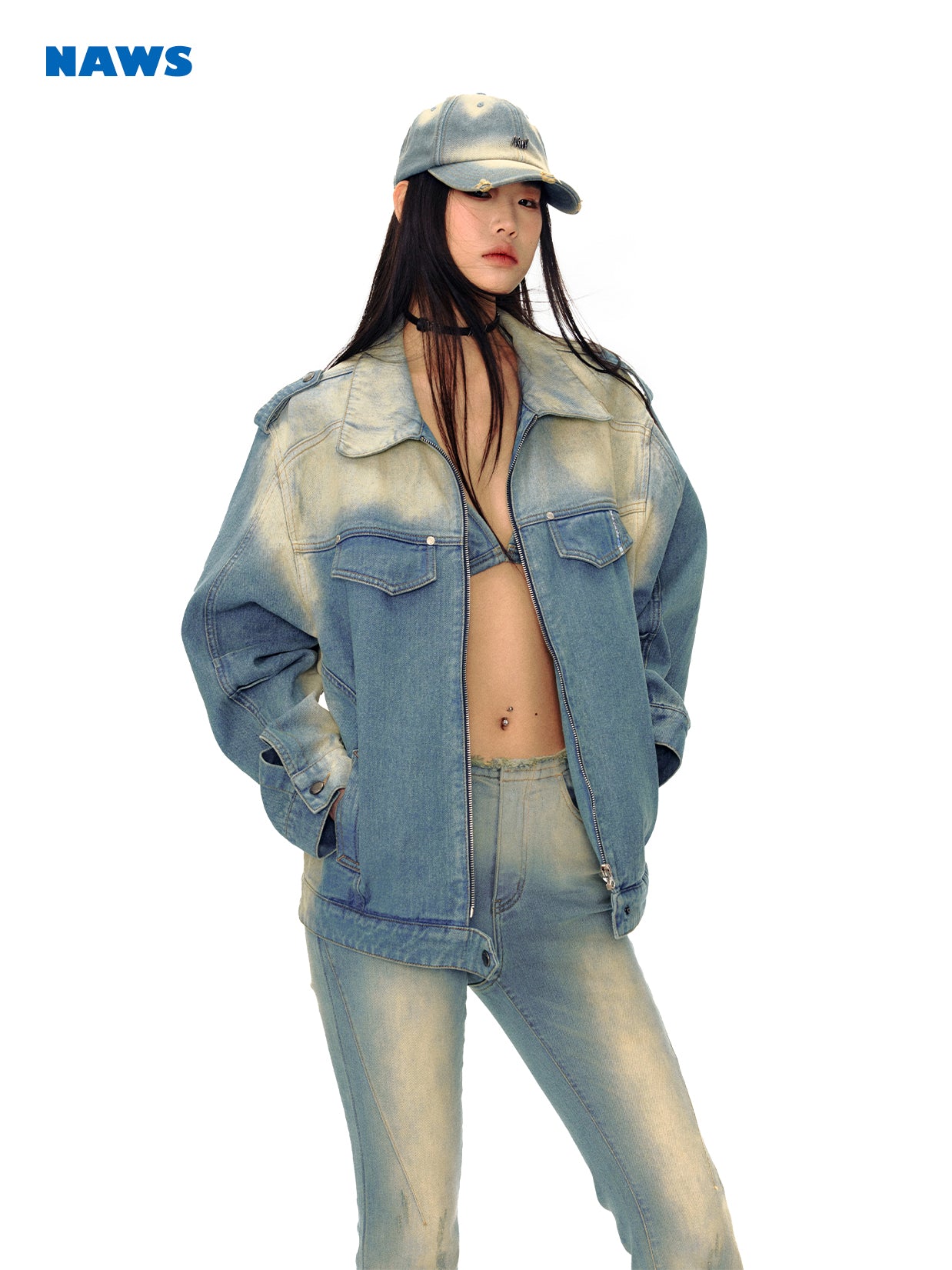 오버 사이즈 워시 드 캐주얼 드롭 어깨에 드레임-재킷