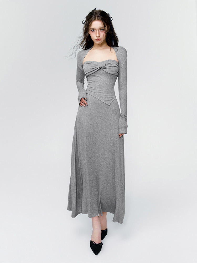 Plain Nichi Tight Set Bolero&Bare-Top&Long-Skirt