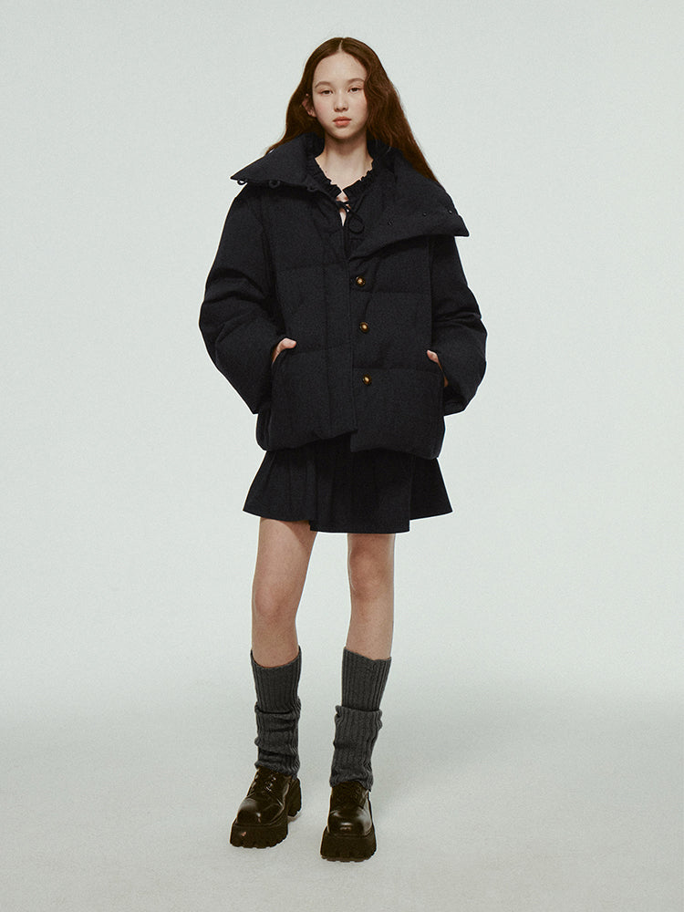 Cotton Casual Plain Wool Simple Down-Jacket