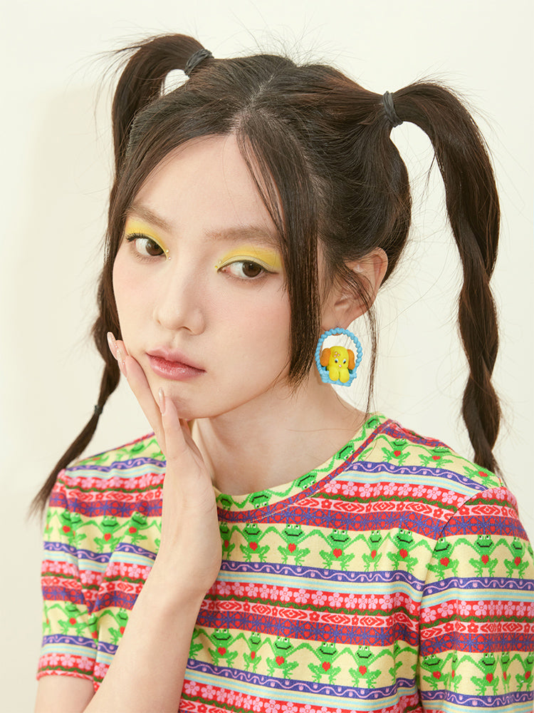 Bucket Cute Circle Fancy Pierced&Earrings