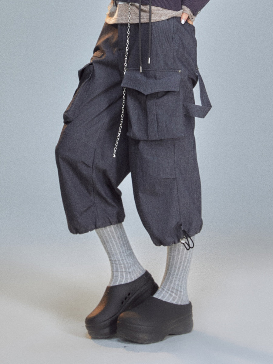 Casual Cropped Side-Pocket Sporty Cargo-Pant