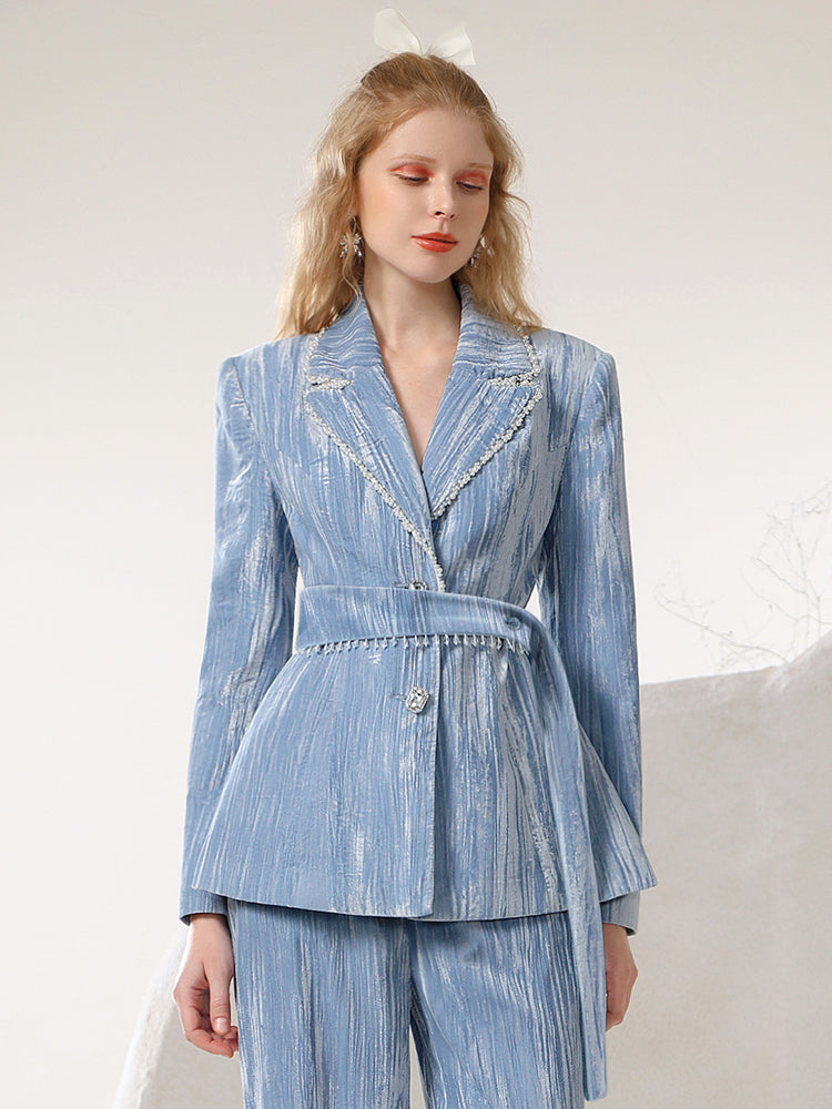 Velvet Suit Luxury Loose Retro Nichi Jacket&Wide-Pants