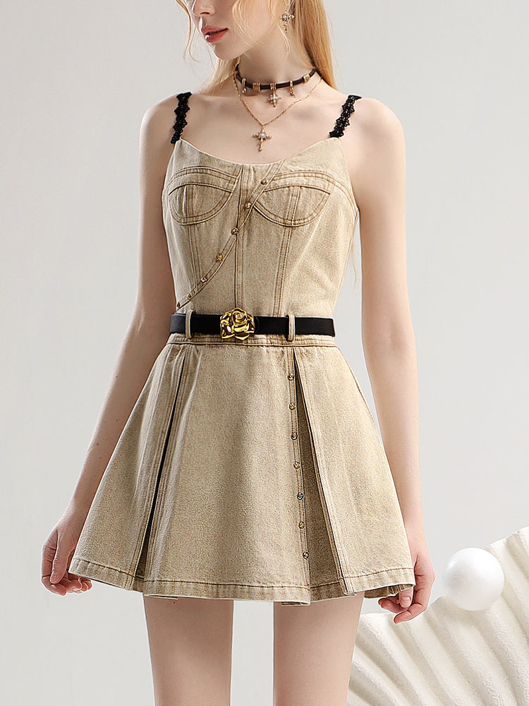 Simple Lather Narrow Metal Belt