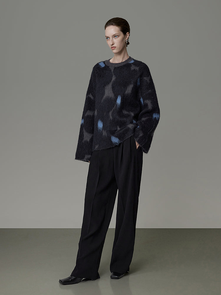 Speckled Crew-Neck Nichi Fluffily Knit