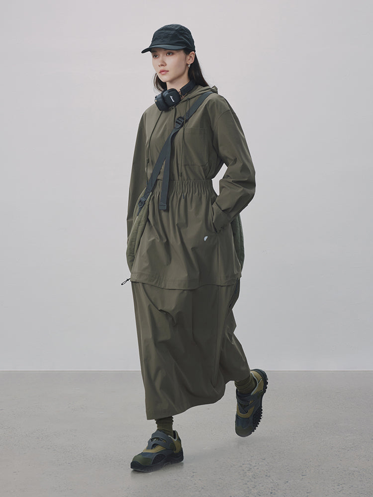 Drawstring A-Line Casual Long-Skirt