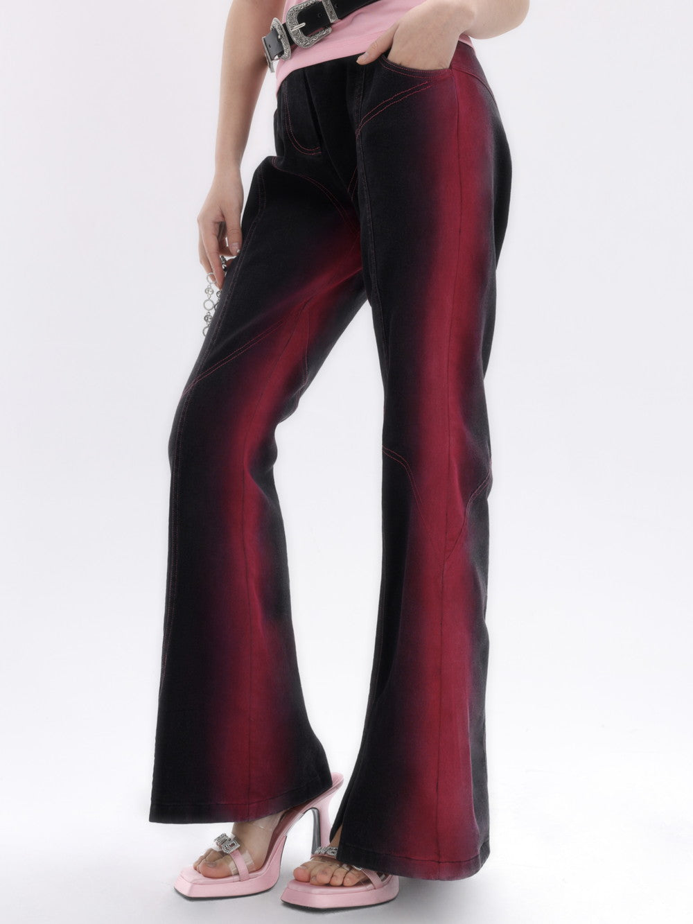 Gradation Side-color Chic Flare-Pants