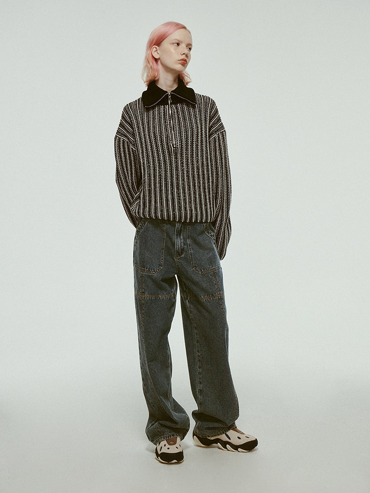 Wool Strupe Casual Big-Collar Oversize Knit