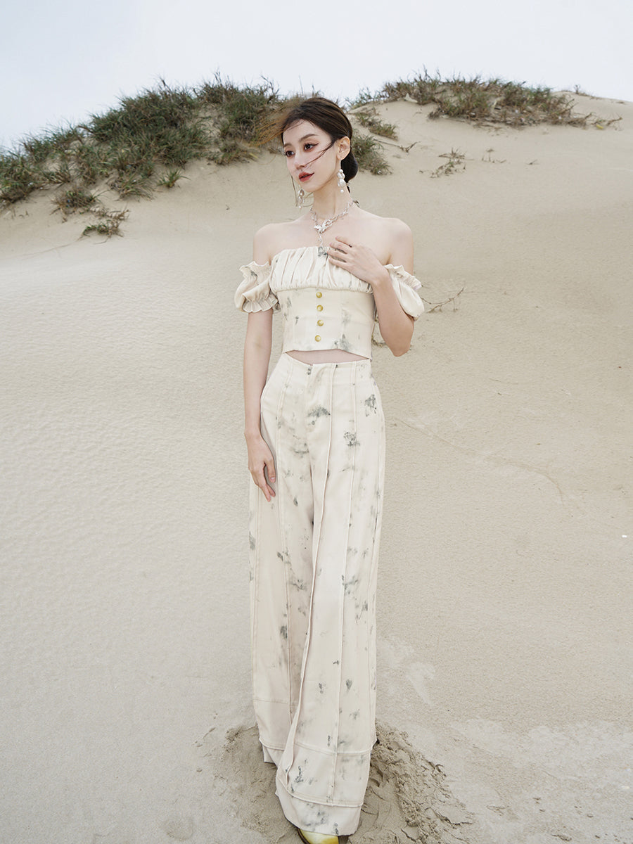 Blume Retro 2way CLOSY Setup Bluse & Wide-Hosen