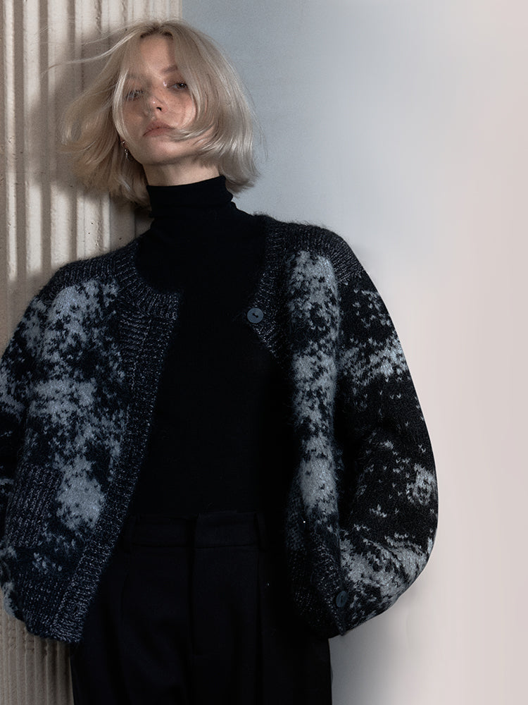 Retro Bi-Color Oversize Strick Cardigan